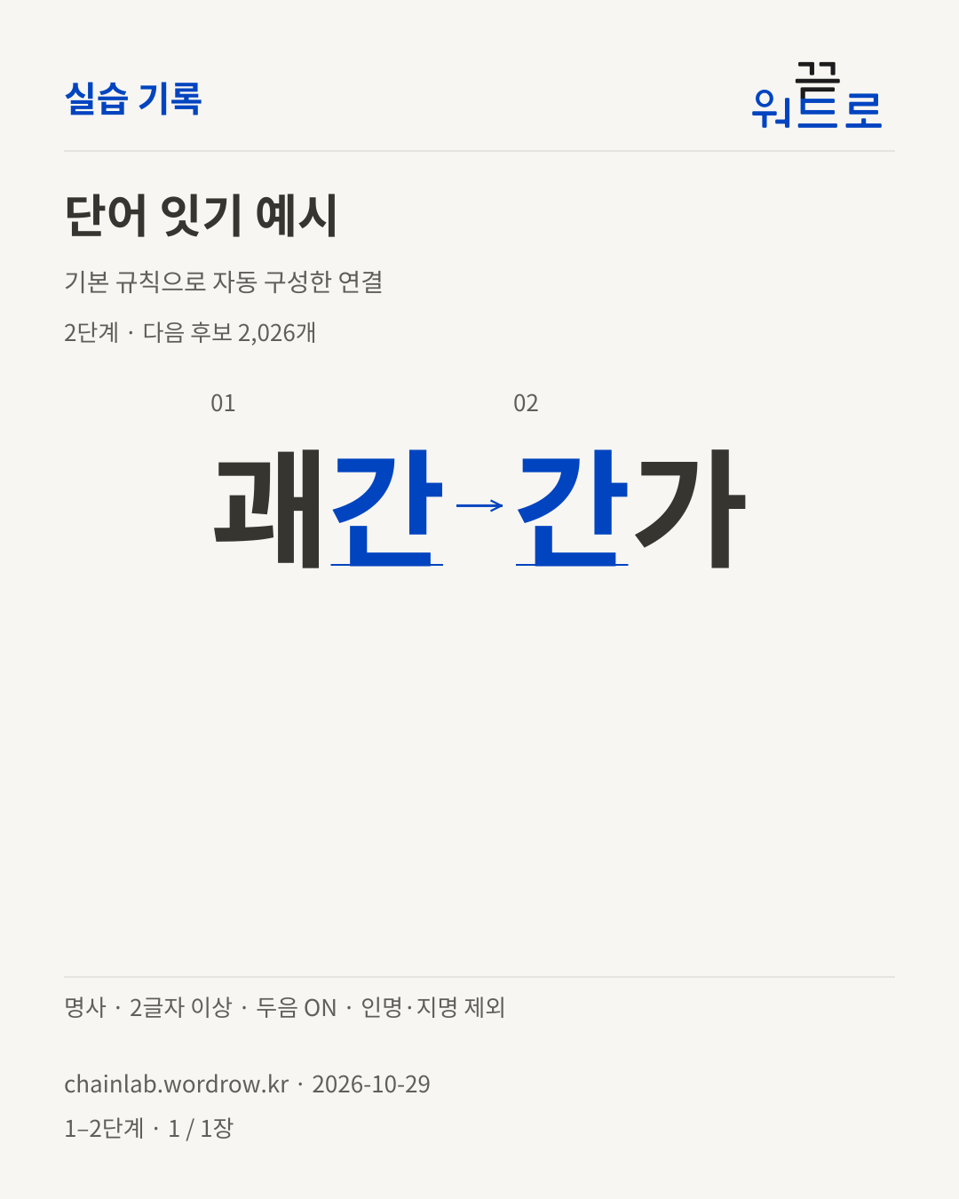 괘간 → 간가. 기본 규칙으로 자동 구성한 2단계 예시