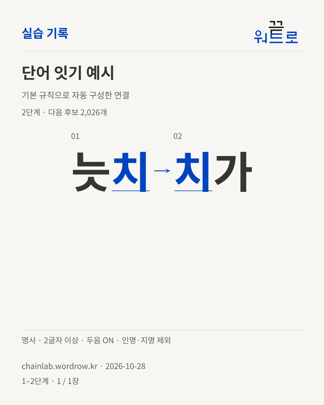 늣치 → 치가. 기본 규칙으로 자동 구성한 2단계 예시