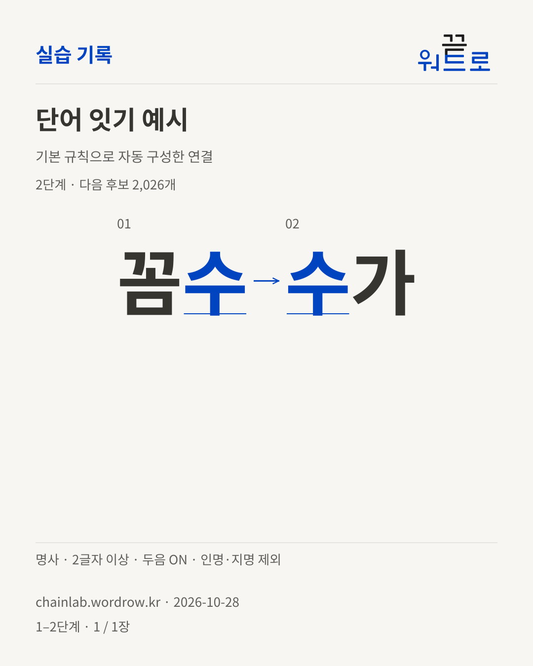 꼼수 → 수가. 기본 규칙으로 자동 구성한 2단계 예시