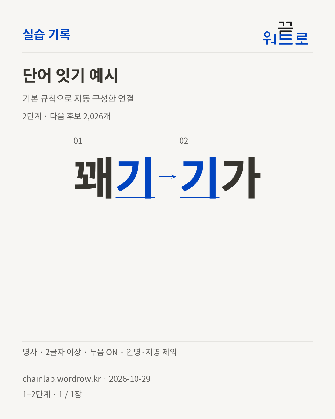 꽤기 → 기가. 기본 규칙으로 자동 구성한 2단계 예시