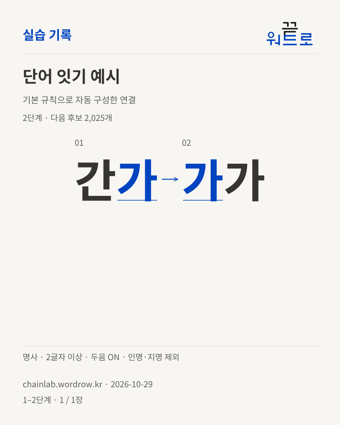 간가 → 가가. 기본 규칙으로 자동 구성한 2단계 예시