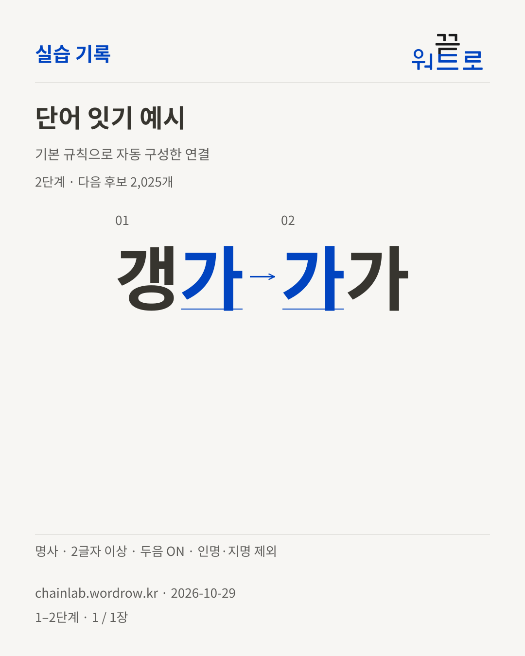 갱가 → 가가. 기본 규칙으로 자동 구성한 2단계 예시